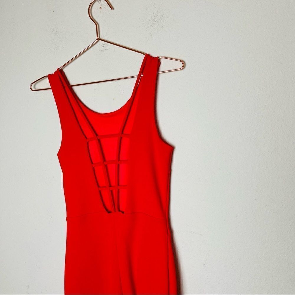 EUC ANGL Red Cage Style Back Bodycon Mini Dress Small - Picture 4 of 5